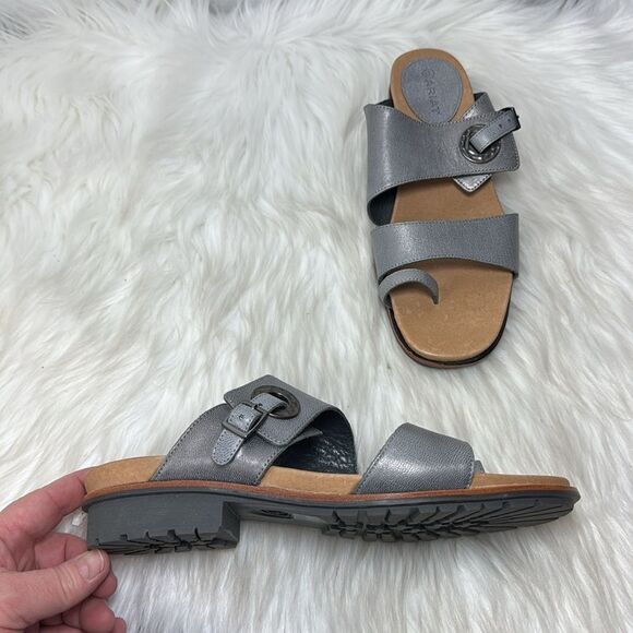 Ariat Kailey Women''s Grey Sandals Grey Leather Double Strap Toe Ring Sz 9.5 - Picture 1 of 6